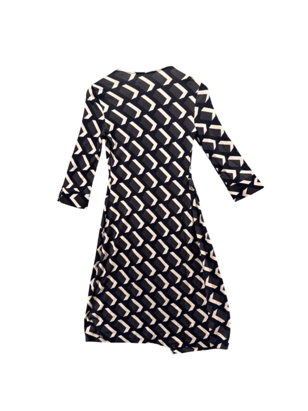 Diane Von Furstenberg Julian Wrap Dress Black White Silk 3/4 Sleeve Size 4 - Picture 4 of 11